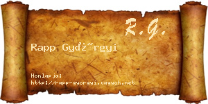 Rapp Györgyi névjegykártya